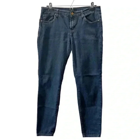 Forever 21 Jeans Slim Fit Cropped Ankle Length Mid Rise Dark Blue Denim Size 28 - Picture 13 of 13